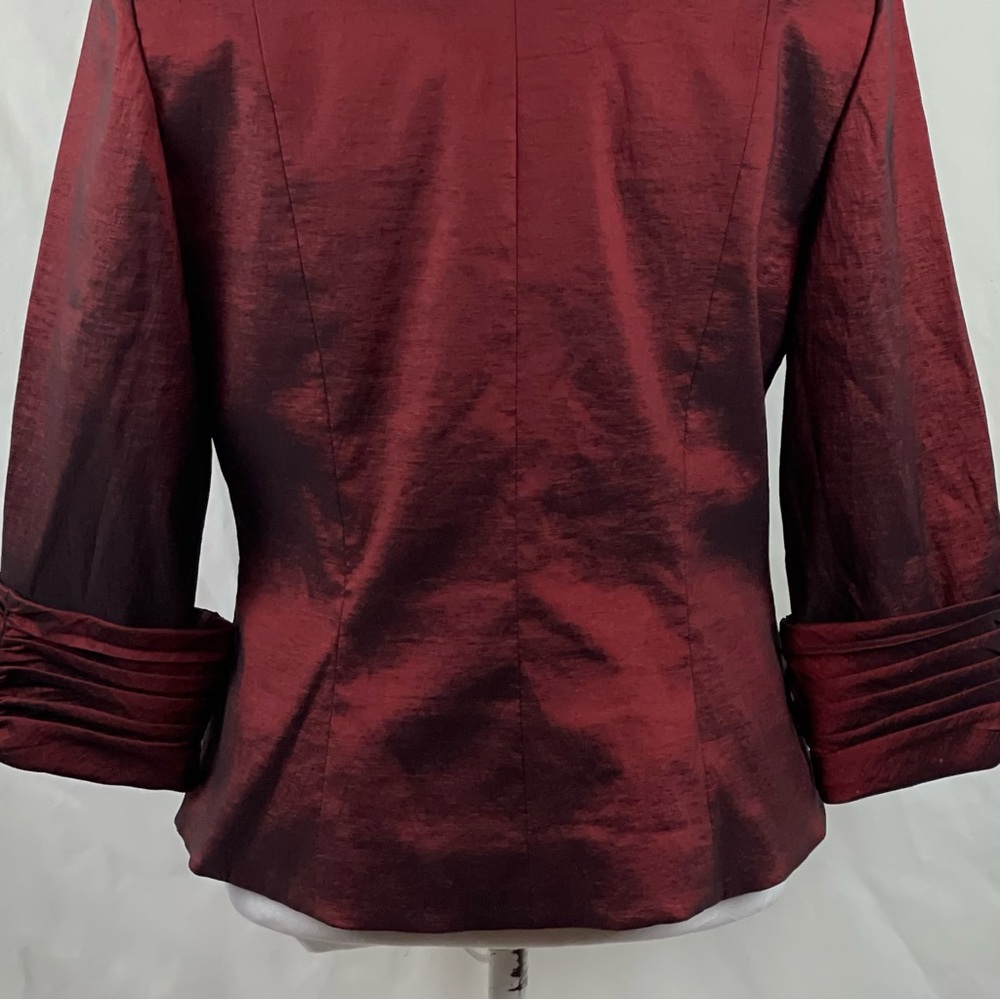 Cachet Satin Ruby Red Rhinestone Jacket Size 10 - image 6